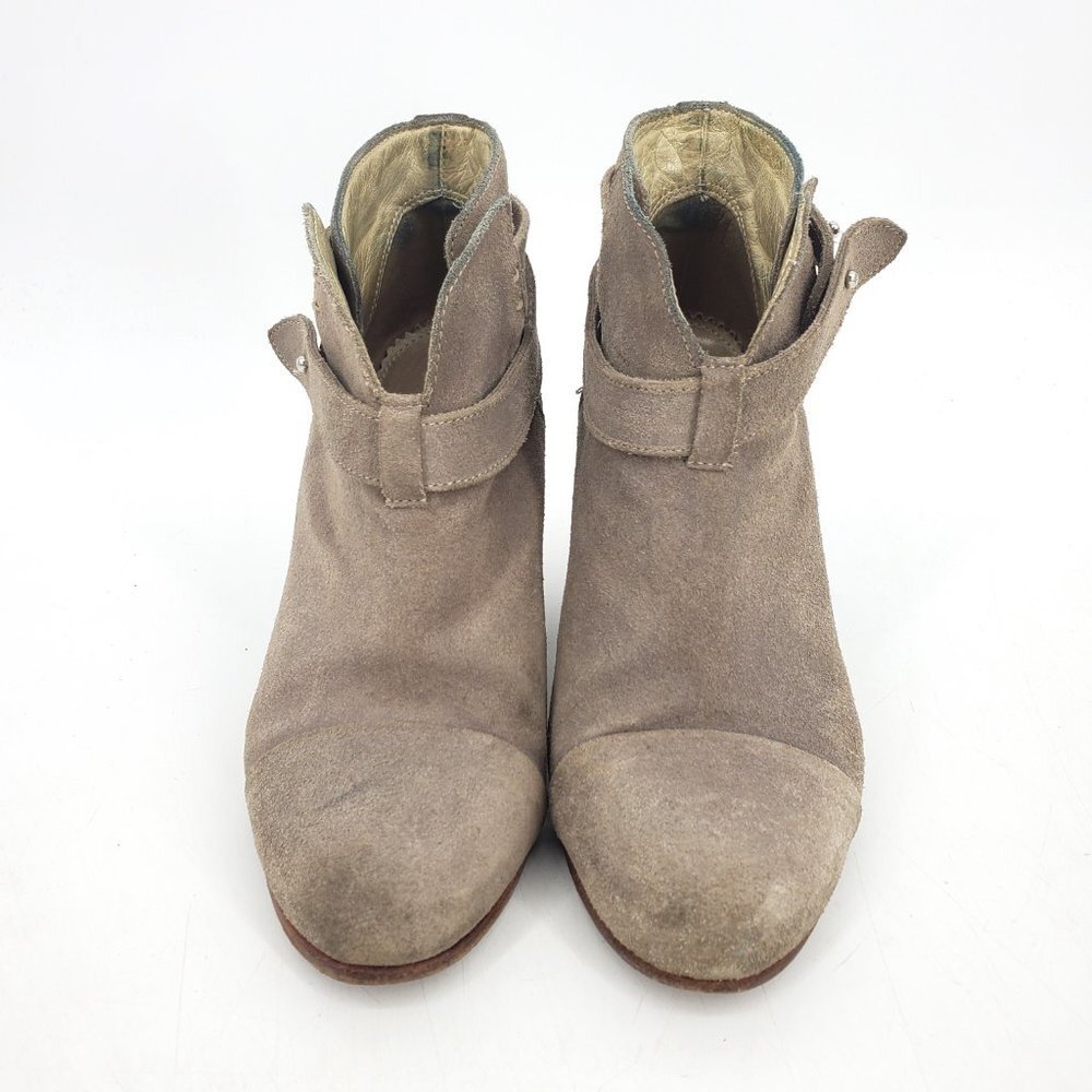 Rag & Bone Harrow Taupe Tan Suede Stacked‎ Heel Ankle Boots Size 36 6 US - Picture 5 of 9